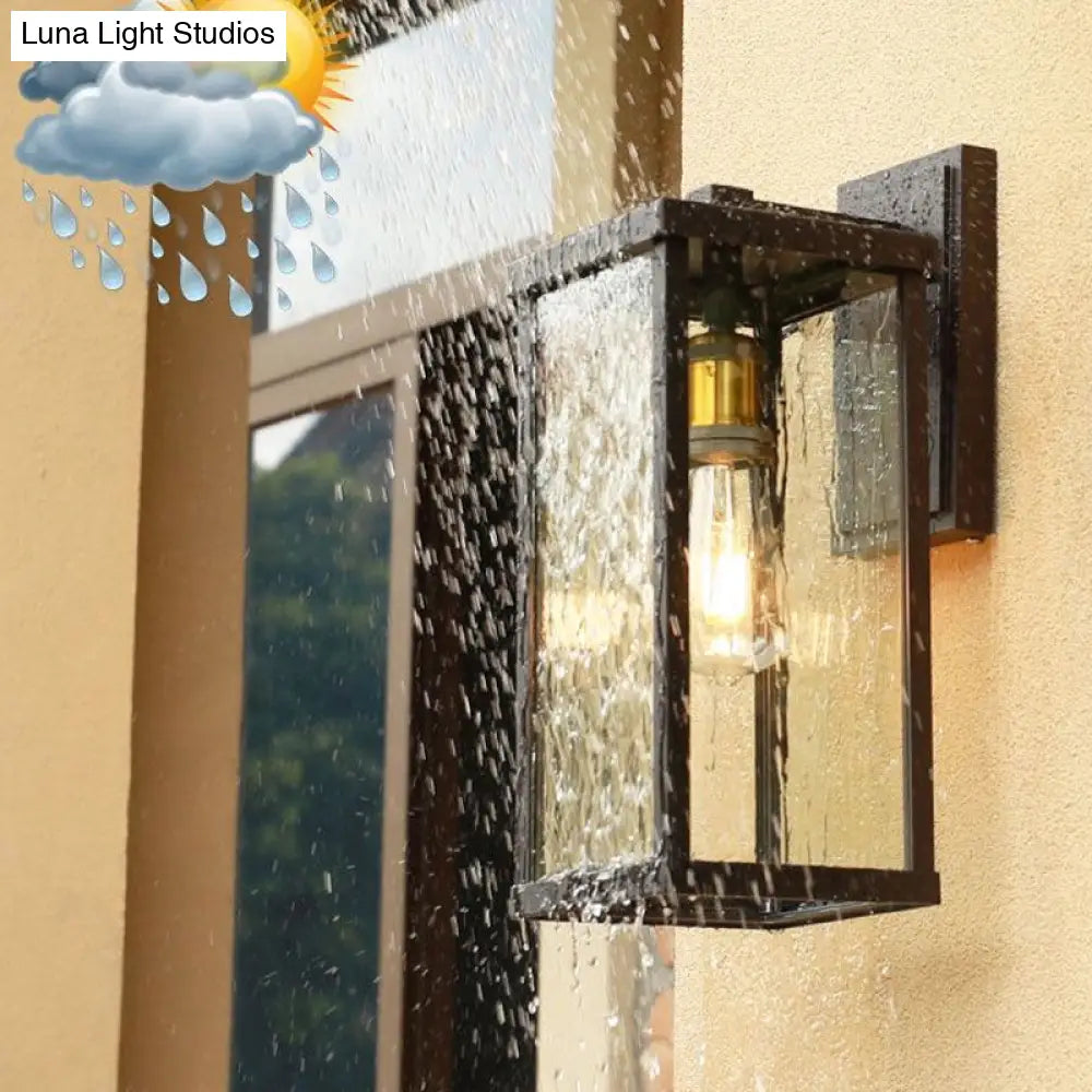 Simplicity Coffee Clear Glass Outdoor Wall Sconce Lamp