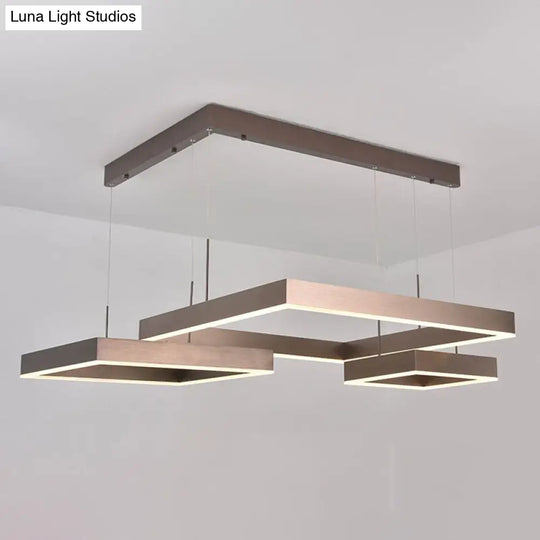 Sleek Tiered Square Acrylic Coffee Led Chandelier For Simplicity In Pendant Lighting