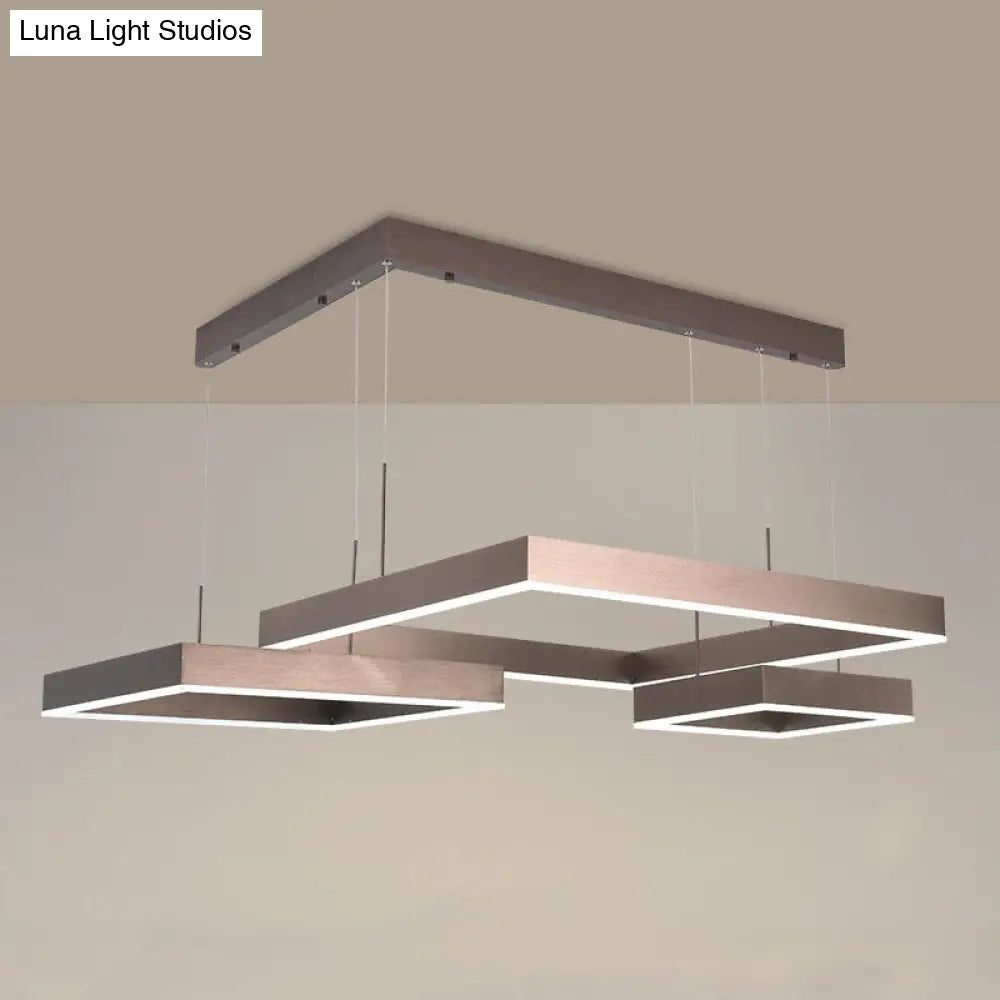 Sleek Tiered Square Acrylic Coffee Led Chandelier For Simplicity In Pendant Lighting