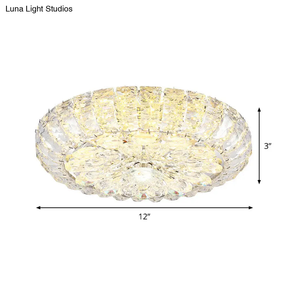 Simplicity Corridor Led Flushmount Ceiling Light With Clear Crystal Block Shade - 8’/12’ Options