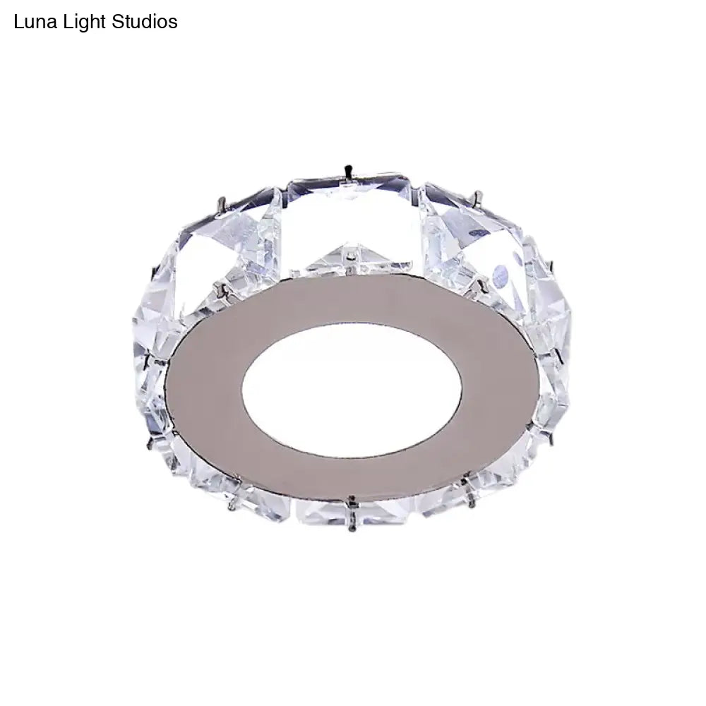 Simplicity Crystal Block Stainless - Steel Circle/Star Led Flush Mount Ceiling Light For Corridor