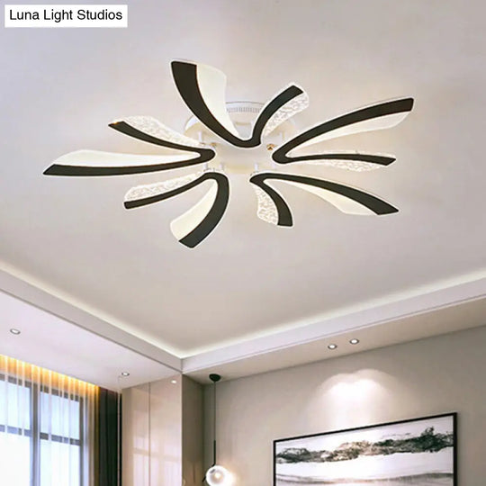 Simplicity Dandelion Led Ceiling Light Black Acrylic 3/5 Lights Warm/White Glow For Living Room