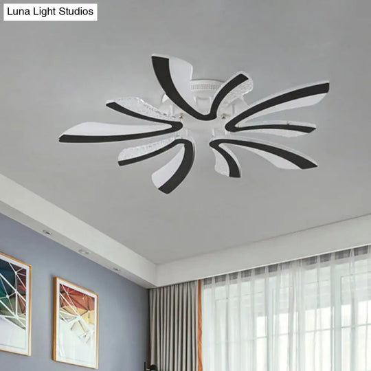 Simplicity Dandelion Led Ceiling Light Black Acrylic 3/5 Lights Warm/White Glow For Living Room