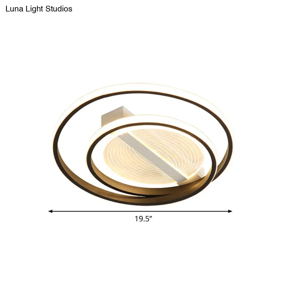 Simplicity Dual Ring Flush Mount Led Light - White & Gold Warm/White 16/19.5 Width