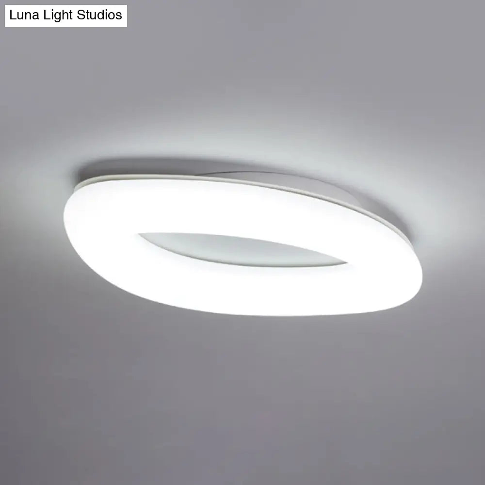 Simplicity Ellipse Flush Light: Acrylic Led Ceiling Lamp For Living Room White