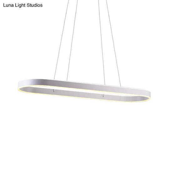 Simplicity Ellipse Led Island Pendant Acrylic Ceiling Light - Black/White/Gold Width Options: