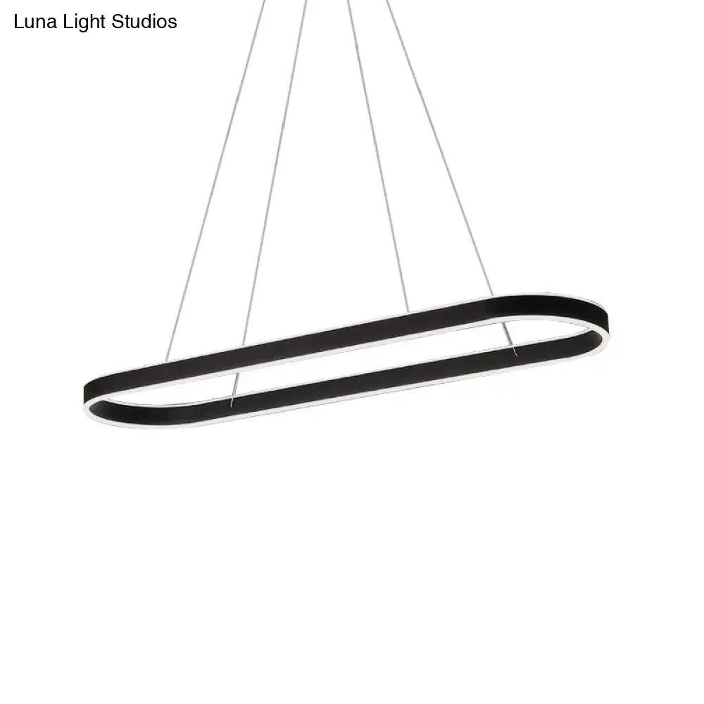 Simplicity Ellipse Led Island Pendant Acrylic Ceiling Light - Black/White/Gold Width Options: