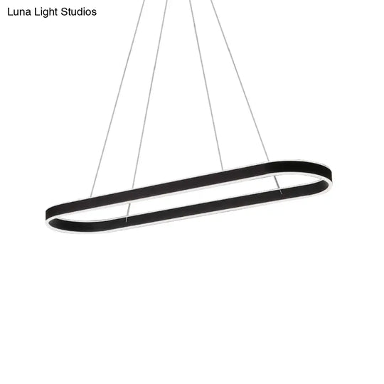 Simplicity Ellipse Led Island Pendant Acrylic Ceiling Light - Black/White/Gold Width Options: