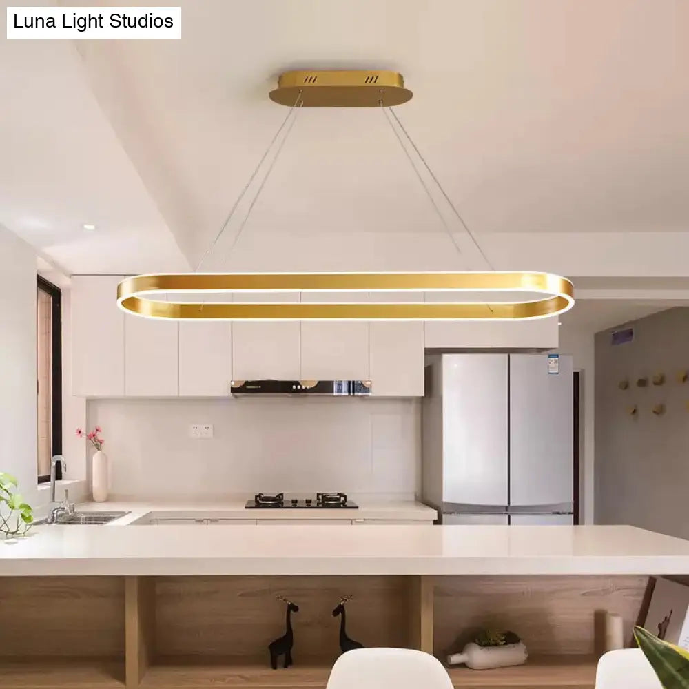 Simplicity Ellipse Led Island Pendant Acrylic Ceiling Light - Black/White/Gold Width Options: