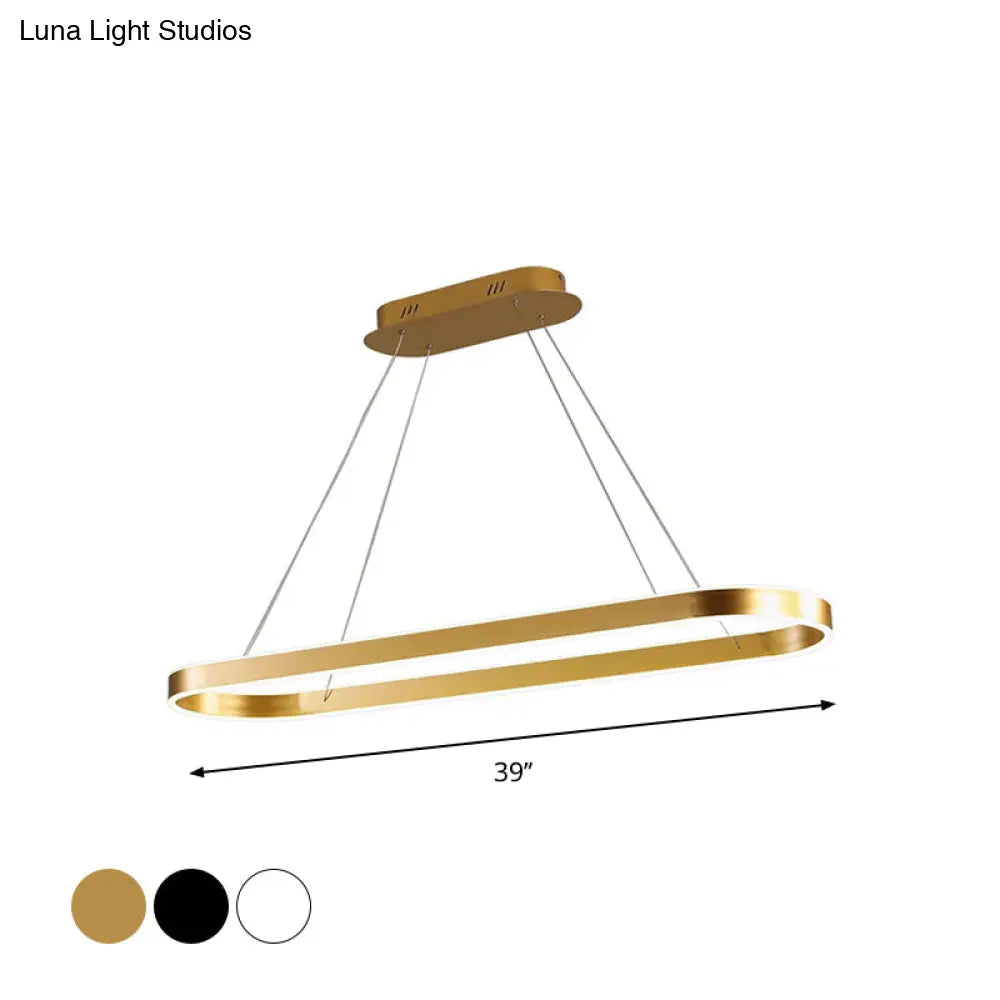 Simplicity Ellipse Led Island Pendant Acrylic Ceiling Light - Black/White/Gold Width Options: