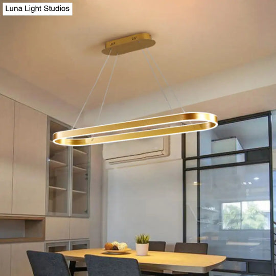 Simplicity Ellipse Led Island Pendant Acrylic Ceiling Light - Black/White/Gold Width Options: