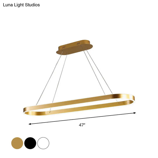 Simplicity Ellipse Led Island Pendant Acrylic Ceiling Light - Black/White/Gold Width Options: