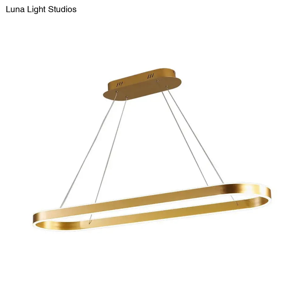 Simplicity Ellipse Led Island Pendant Acrylic Ceiling Light - Black/White/Gold Width Options: