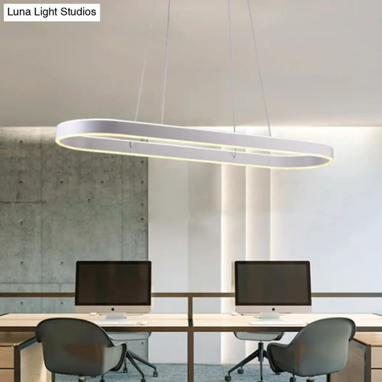 Simplicity Ellipse Led Island Pendant Acrylic Ceiling Light - Black/White/Gold Width Options: