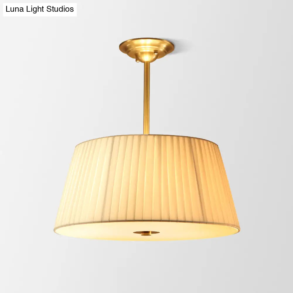 Simplicity Fabric Gold Pendant Light With Pleated Empire Shade