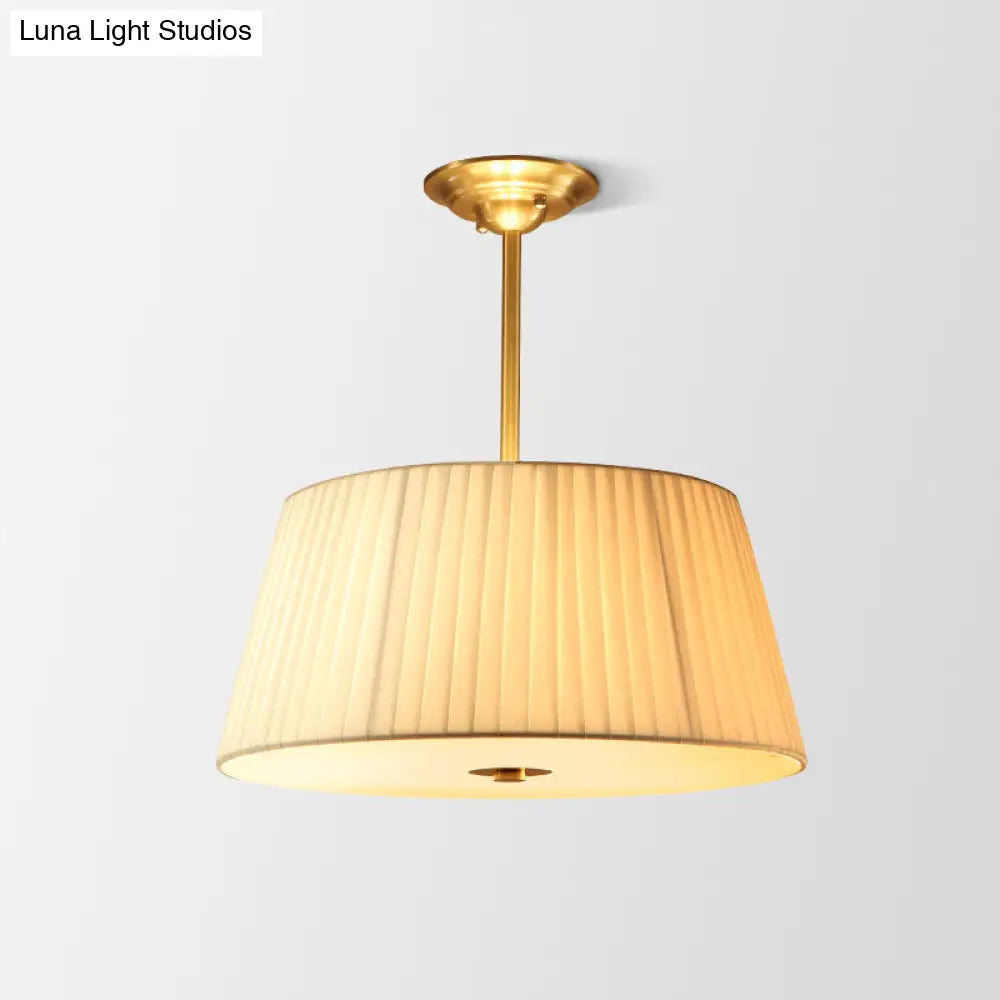 Simplicity Fabric Gold Pendant Light With Pleated Empire Shade