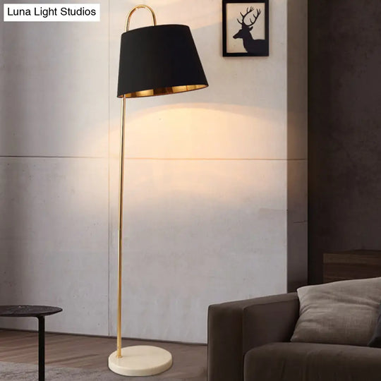 Simplicity Fabric Standing Light: Tapered Design 1 Bulb Floor Lamp For Living Room With Circular