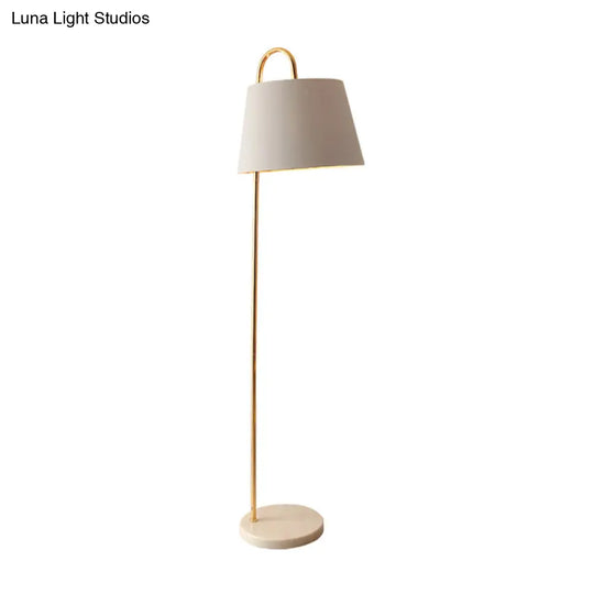 Simplicity Fabric Standing Light: Tapered Design 1 Bulb Floor Lamp For Living Room With Circular