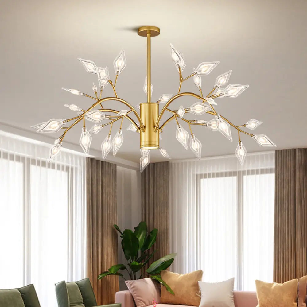 Simplicity Firefly Led Chandelier: Stylish Acrylic Pendant Light For Living Room 45 / Gold