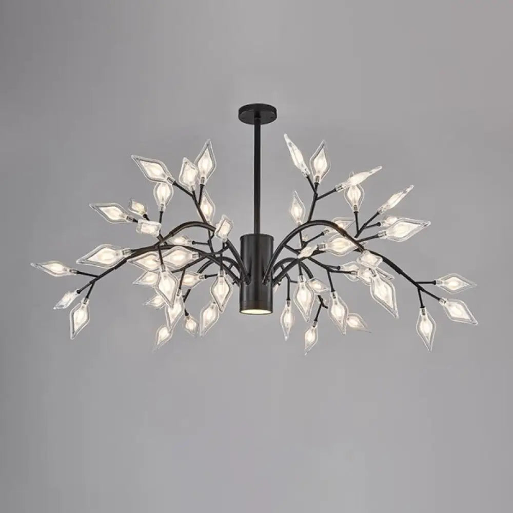 Simplicity Firefly Led Chandelier: Stylish Acrylic Pendant Light For Living Room 54 / Black