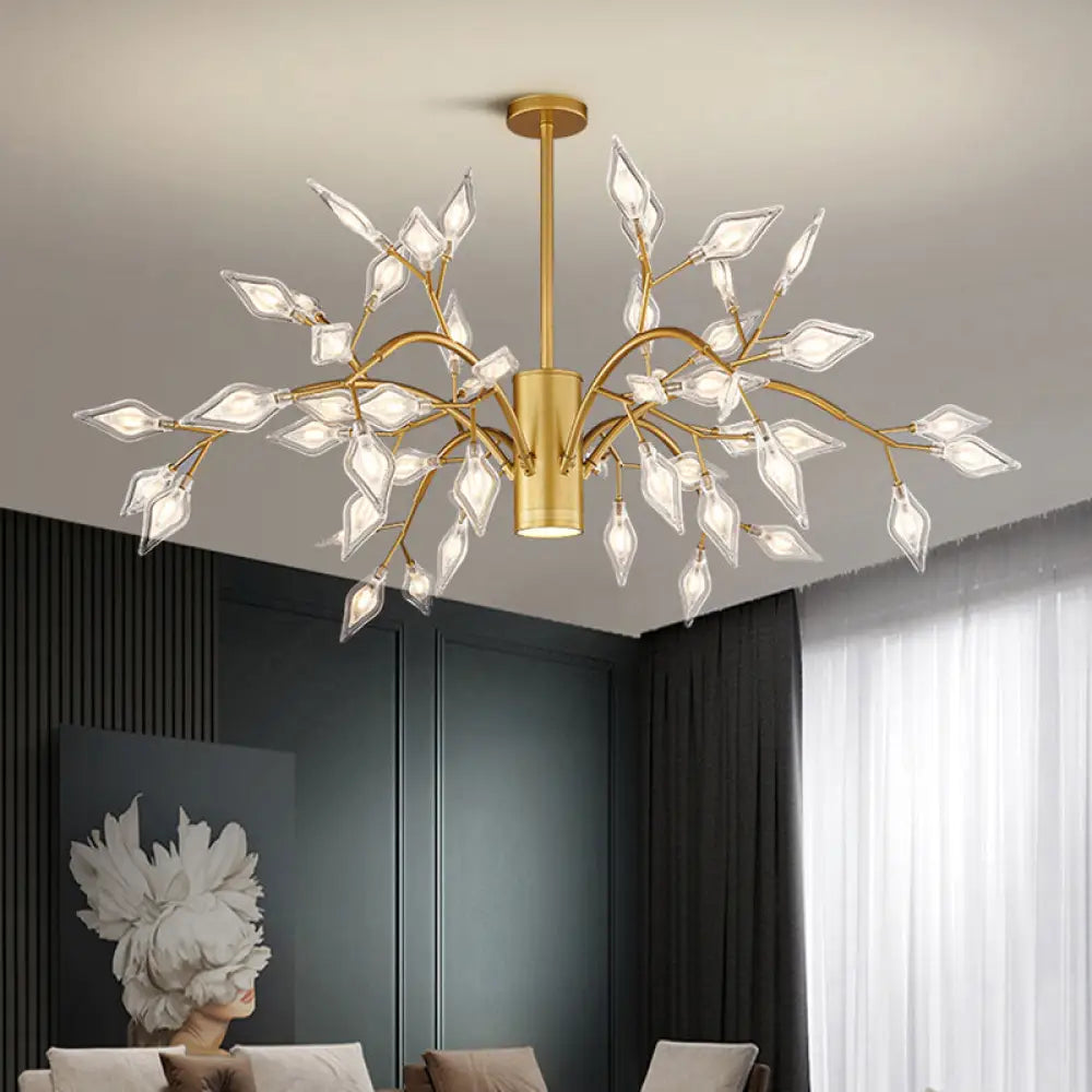 Simplicity Firefly Led Chandelier: Stylish Acrylic Pendant Light For Living Room 54 / Gold