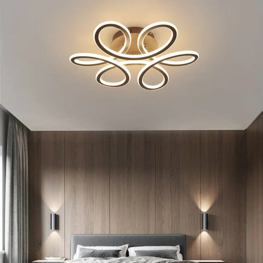 Simplicity Floral Led Ceiling Flush Light Fixture For Your Bedroom Coffee / White