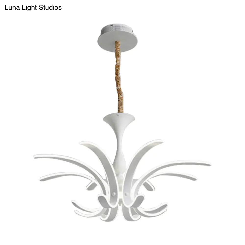 Simplicity Floral Pendant Light - Acrylic Led Chandelier For Living Room Ceiling Warm/White Lighting