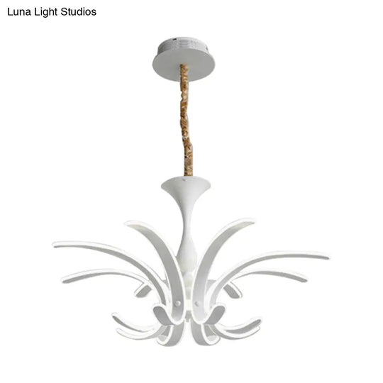 Simplicity Floral Pendant Light - Acrylic Led Chandelier For Living Room Ceiling Warm/White Lighting