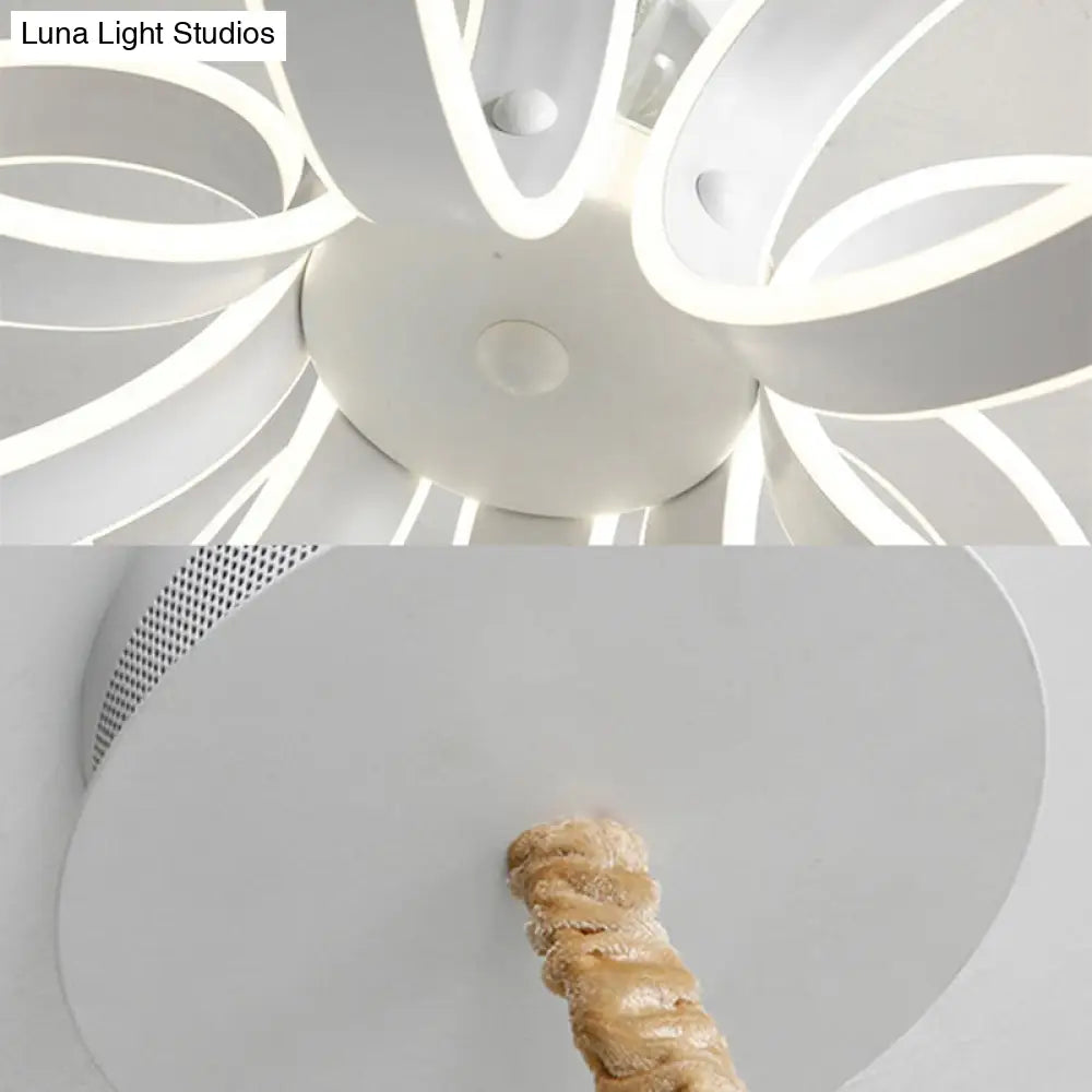 Simplicity Floral Pendant Light - Acrylic Led Chandelier For Living Room Ceiling Warm/White Lighting