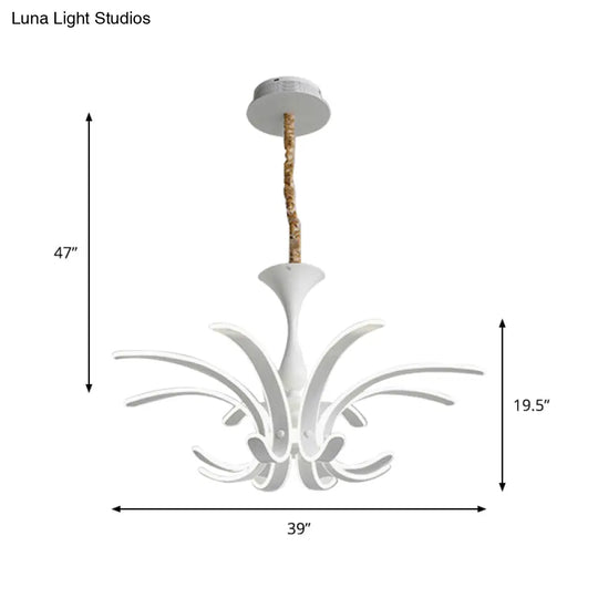 Simplicity Floral Pendant Light - Acrylic Led Chandelier For Living Room Ceiling Warm/White Lighting