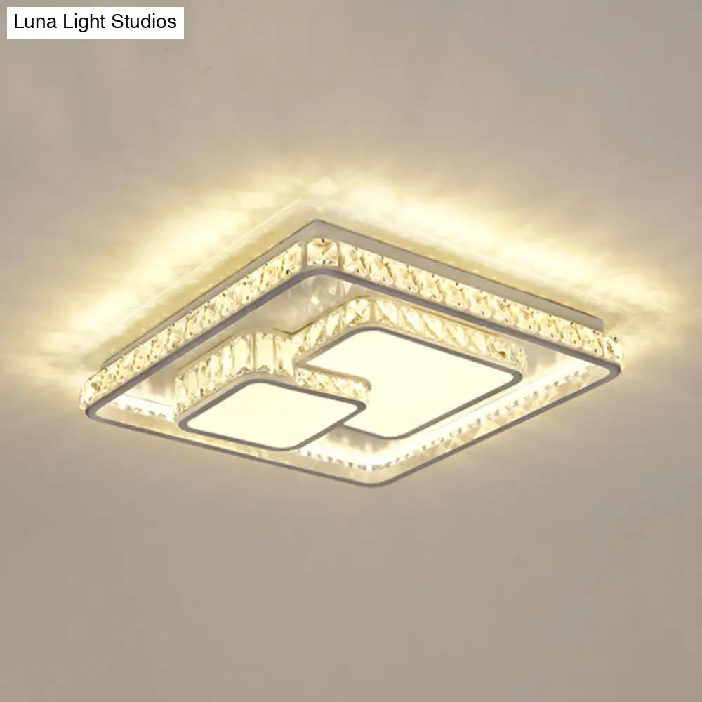 Simplicity Geometric Led Ceiling Light With Crystal Accents In Stainless Steel For Bedrooms