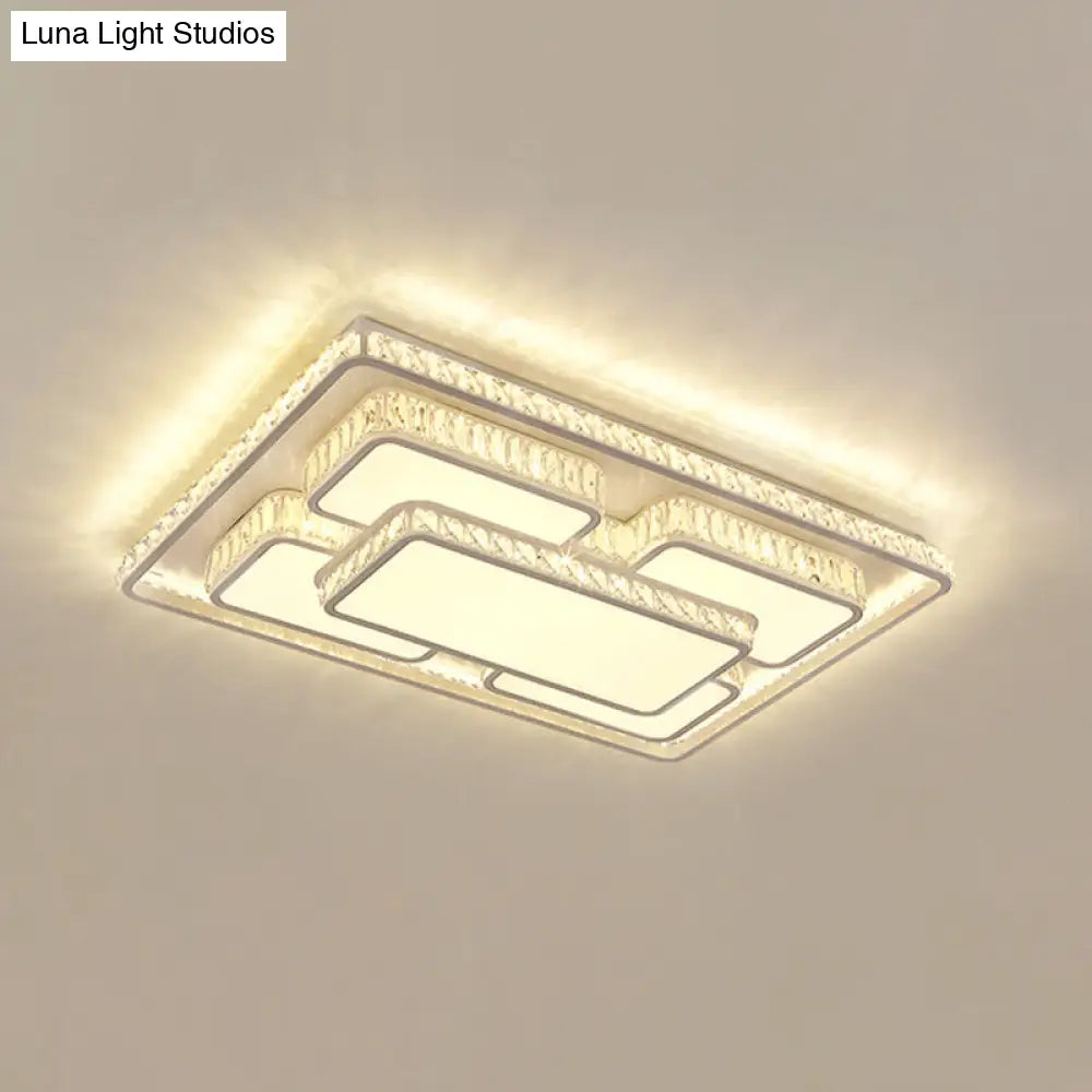 Simplicity Geometric Led Ceiling Light With Crystal Accents In Stainless Steel For Bedrooms