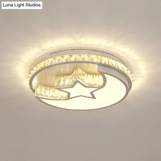 Simplicity Geometric Led Ceiling Light With Crystal Accents In Stainless Steel For Bedrooms