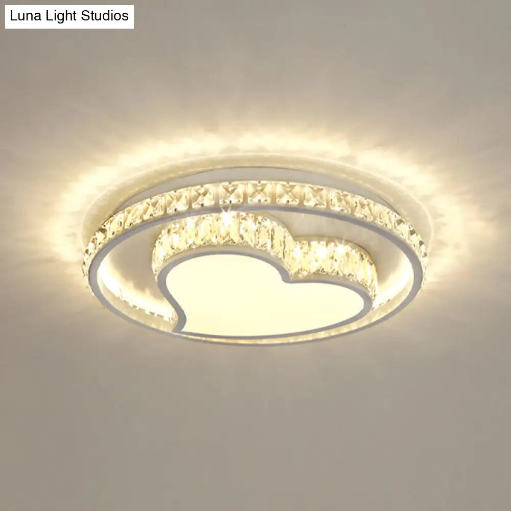 Simplicity Geometric Led Ceiling Light With Crystal Accents In Stainless Steel For Bedrooms