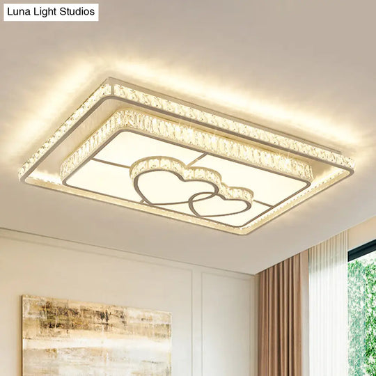 Simplicity Geometric Led Ceiling Light With Crystal Accents In Stainless Steel For Bedrooms