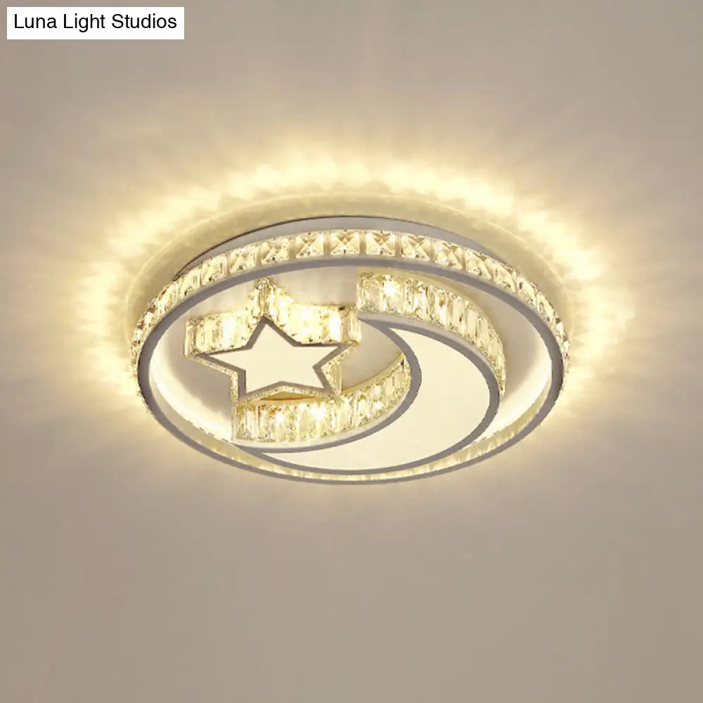 Simplicity Geometric Led Ceiling Light With Crystal Accents In Stainless Steel For Bedrooms