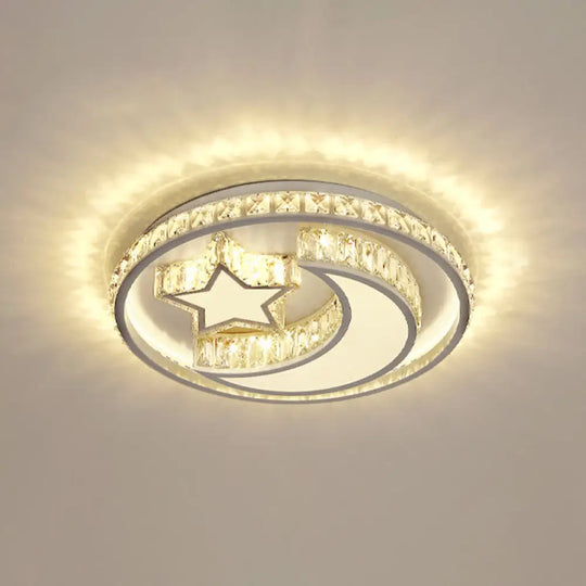 Simplicity Geometric Led Ceiling Light With Crystal Accents In Stainless Steel For Bedrooms