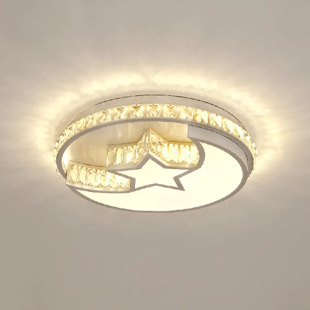 Simplicity Geometric Led Ceiling Light With Crystal Accents In Stainless Steel For Bedrooms