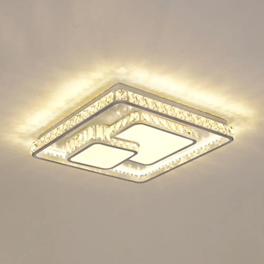 Simplicity Geometric Led Ceiling Light With Crystal Accents In Stainless Steel For Bedrooms