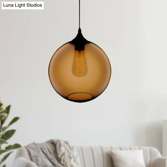 Simplicity Glass Globe Pendant Light - 1 Red/Brown/Clear