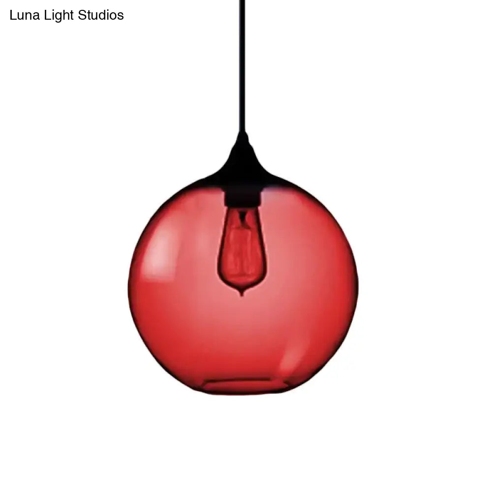 Simplicity Glass Globe Pendant Light - 1 Red/Brown/Clear