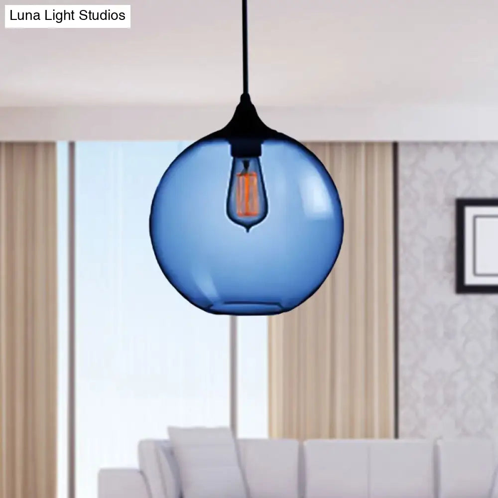 Simplicity Glass Globe Pendant Light - 1 Red/Brown/Clear