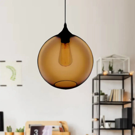 Simplicity Glass Globe Pendant Light - 1 Red/Brown/Clear Brown