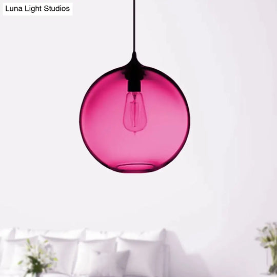 Simplicity Glass Globe Pendant Light - 1 Red/Brown/Clear