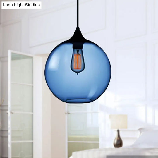 Simplicity Glass Globe Pendant Light - 1 Red/Brown/Clear