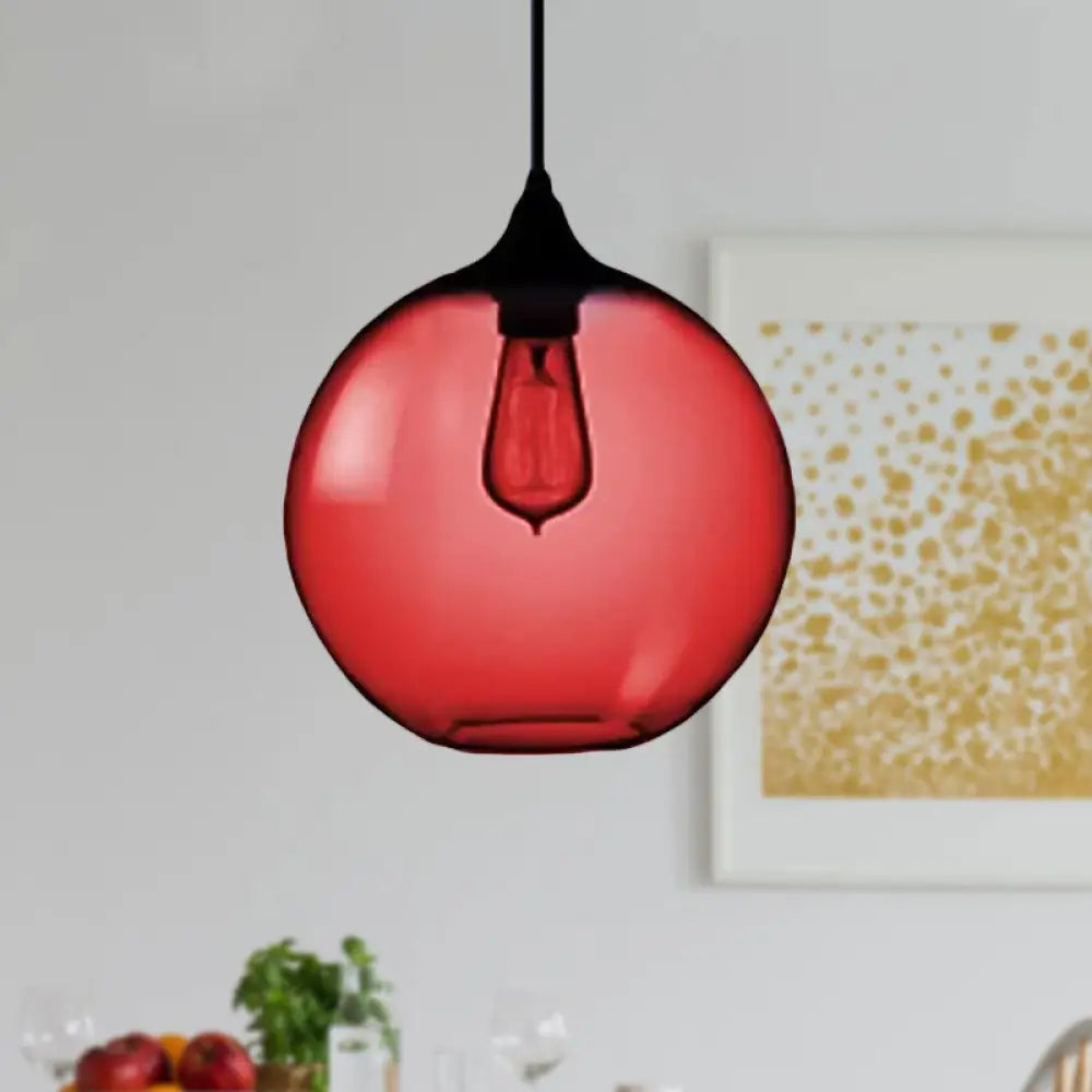 Simplicity Glass Globe Pendant Light - 1 Red/Brown/Clear Red