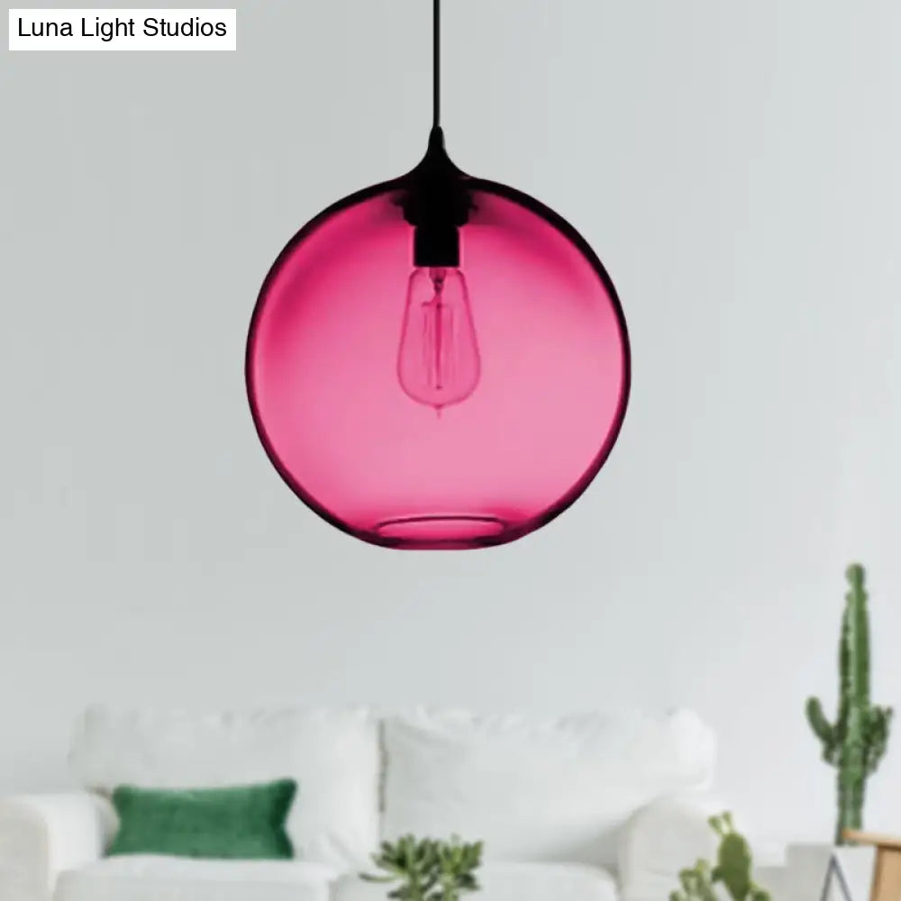 Simplicity Glass Globe Pendant Light - 1 Red/Brown/Clear