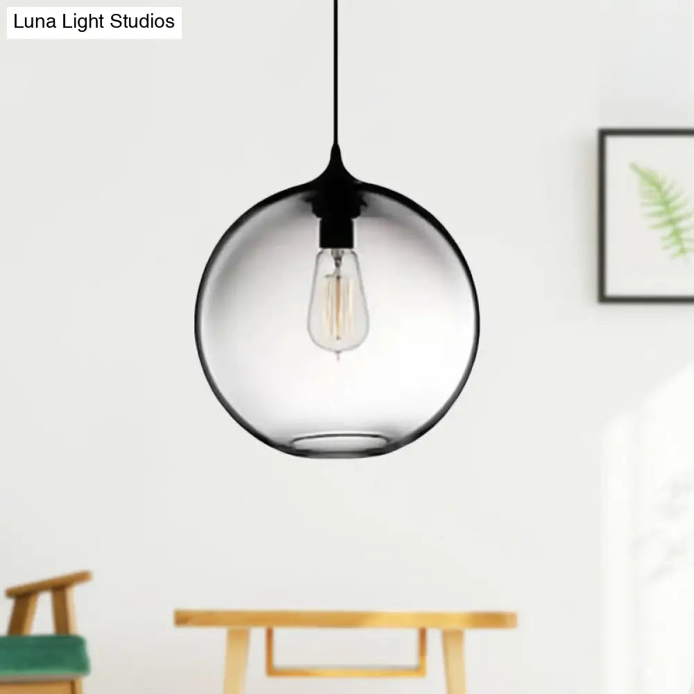 Simplicity Glass Globe Pendant Light - 1 Red/Brown/Clear