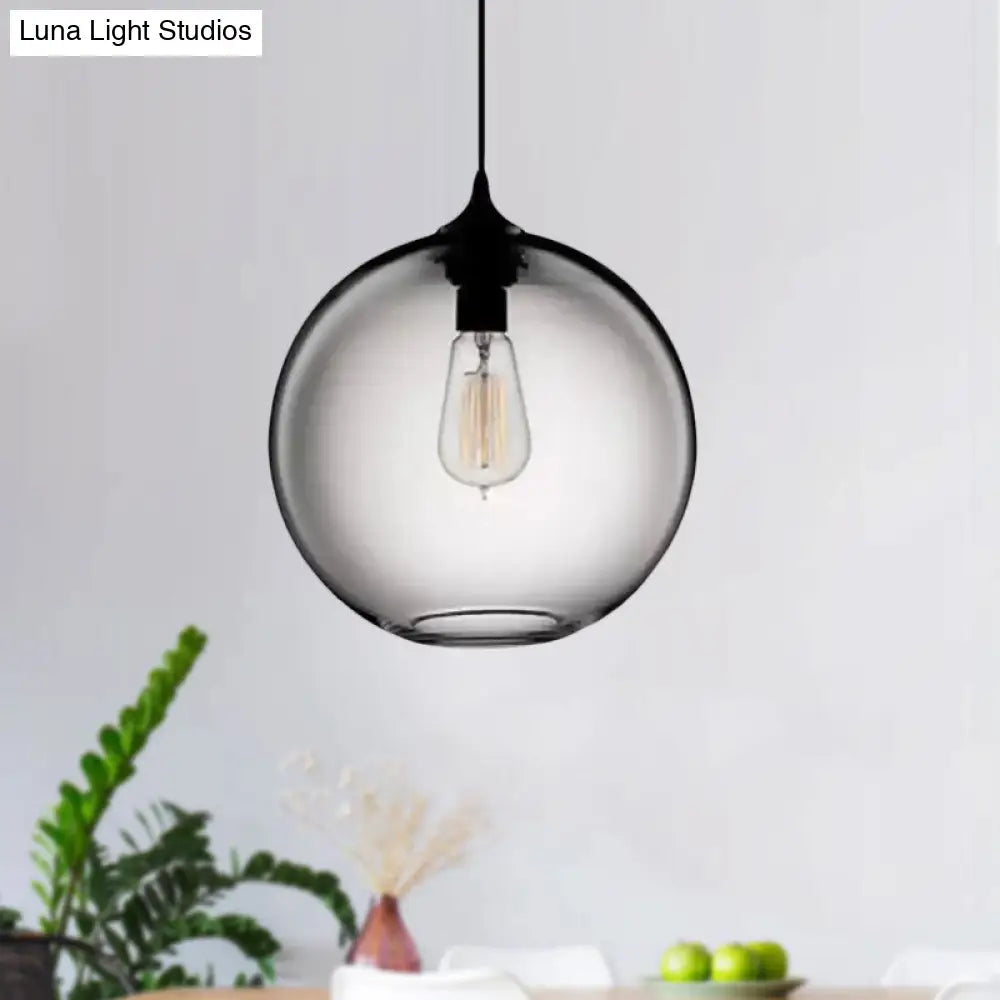 Simplicity Glass Globe Pendant Light - 1 Red/Brown/Clear