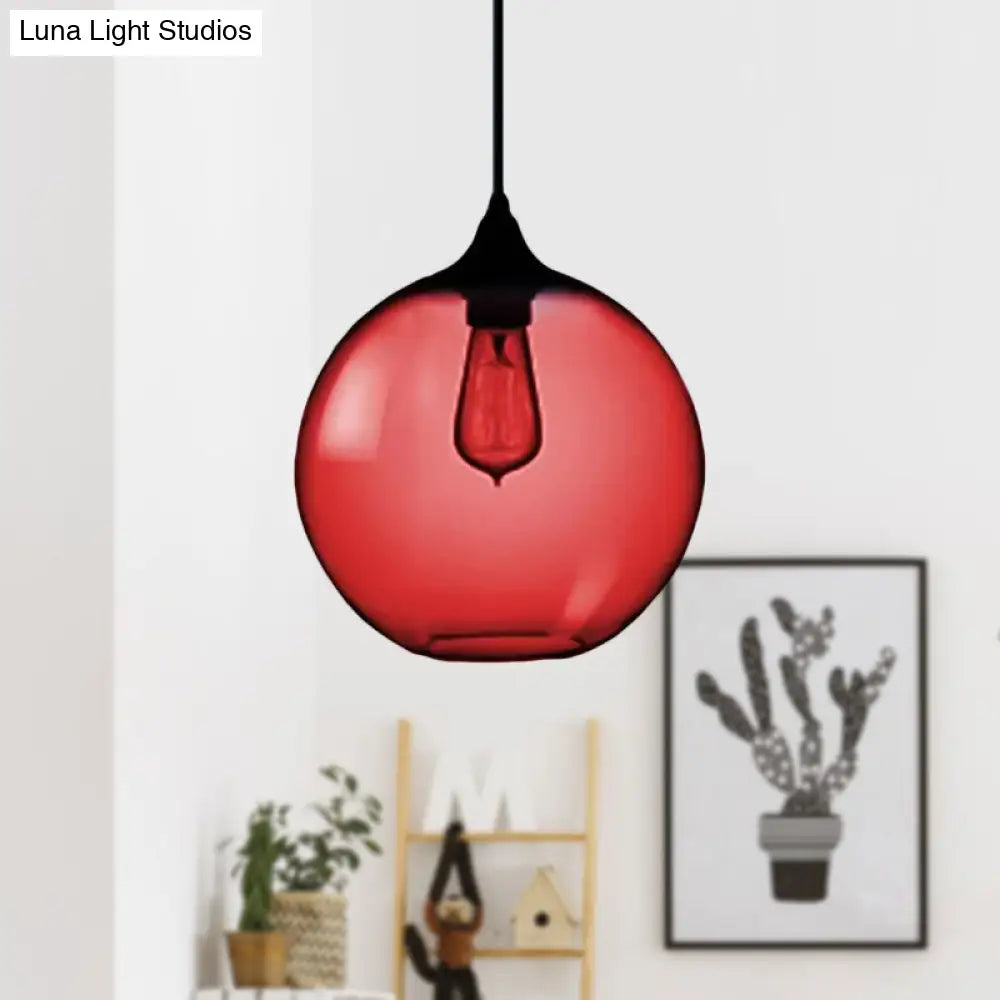 Simplicity Glass Globe Pendant Light - 1 Red/Brown/Clear